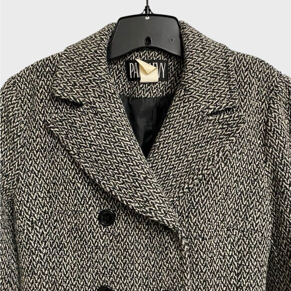 Vintage Paul Levy Women's Herringbone Pea Coat Size M Wool Grey Jacket Old Money - Picture 5 of 15